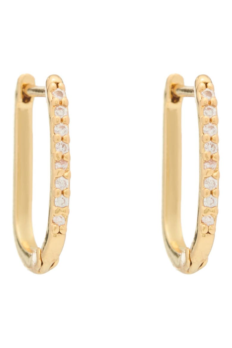 Cubic Zirconia Pavé Hoop Earrings, Main, color, GOLD