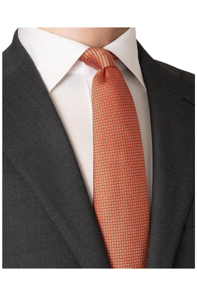 Micro Geo Silk Jacquard Tie, Alternate, color, MEDIUM ORANGE