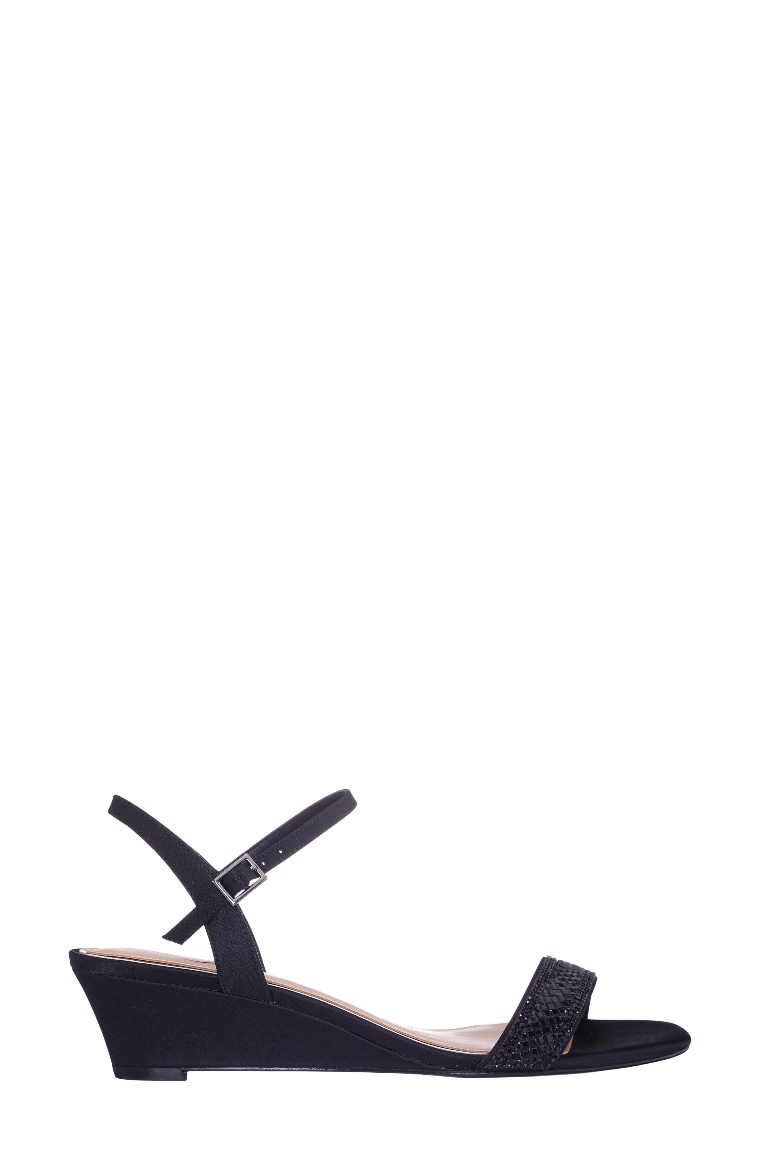 Nina Vonda Ankle Strap Wedge Sandal, Alternate, color, Black