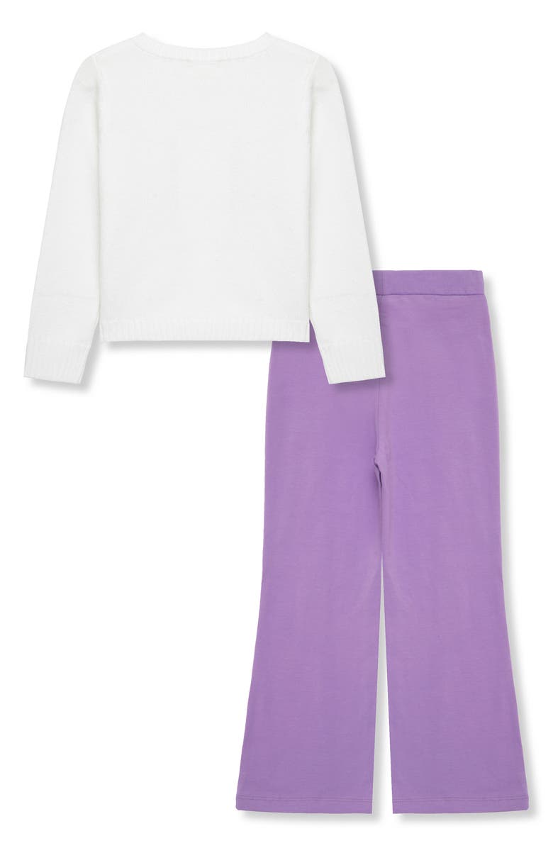 Peek Aren't You Curious Kids' Bows Appliqué Sweater & Flare Pants Set, Alternate, color, Off-White