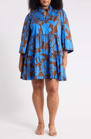 SUGARLIPS Ofelia Floral Tiered Cotton Shift Dress