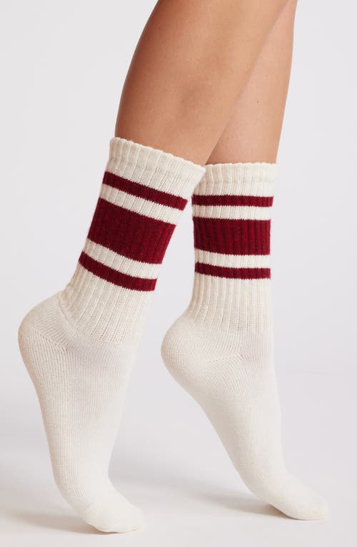 American Trench Mono Stripe Cotton Blend Crew Socks in Red Heather 