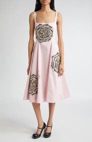 Marni Embellished Balloon Fit & Flare Taffeta Midi Dress
