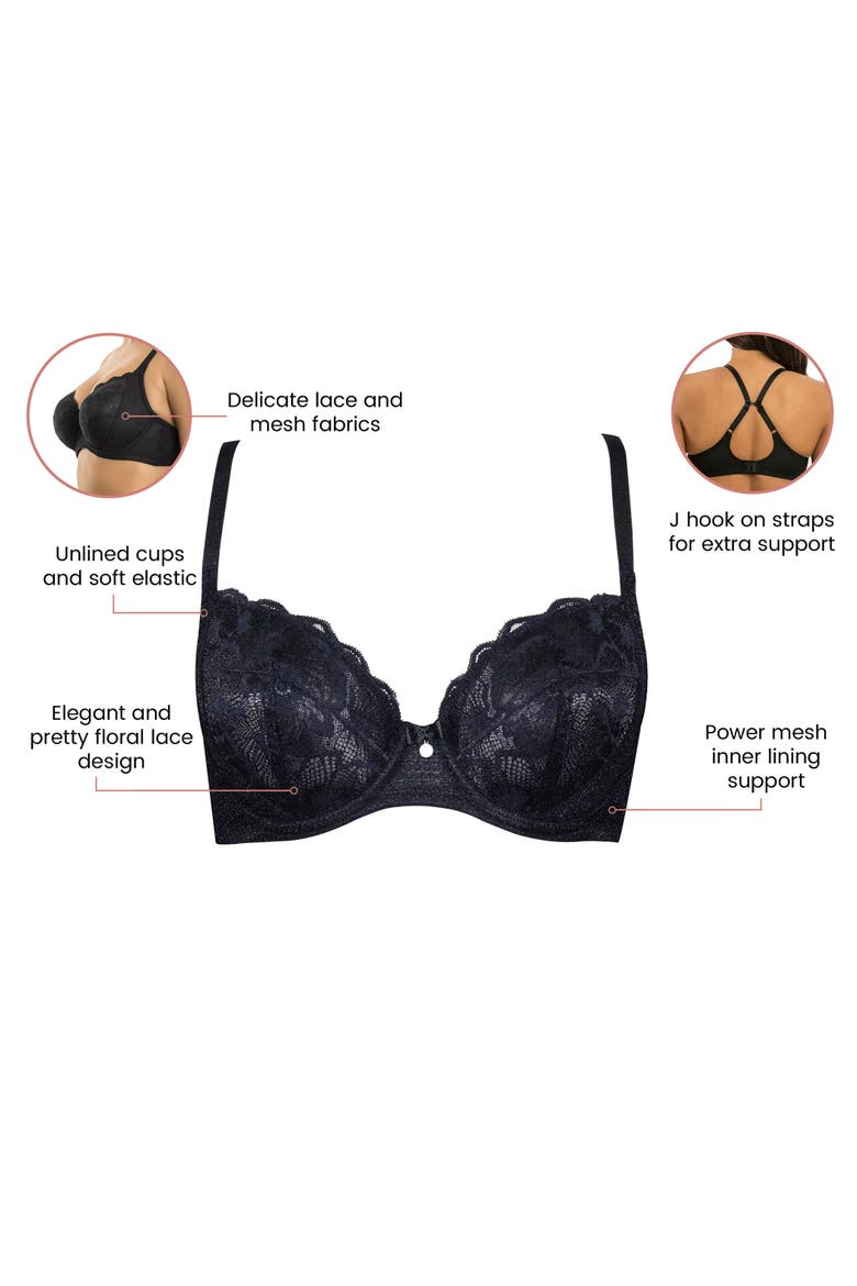 Luxlacy Full Coverage Sweetheart Unlined Wire Bra, Alternate, color, Black