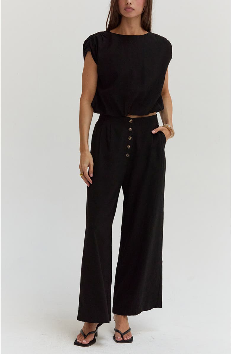 CRESCENT High Waisted Wide Leg Culotte Pants, Alternate, color, Black