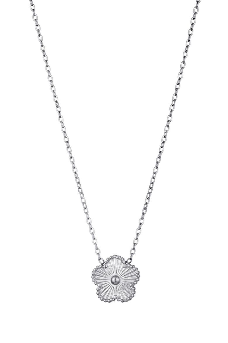 Textured Flower Pendant Necklace, Main, color, SILVER