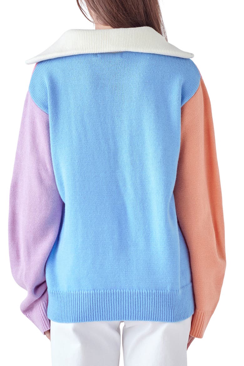 Colorblock Half Zip Sweater, Alternate, color, PINK MULTI