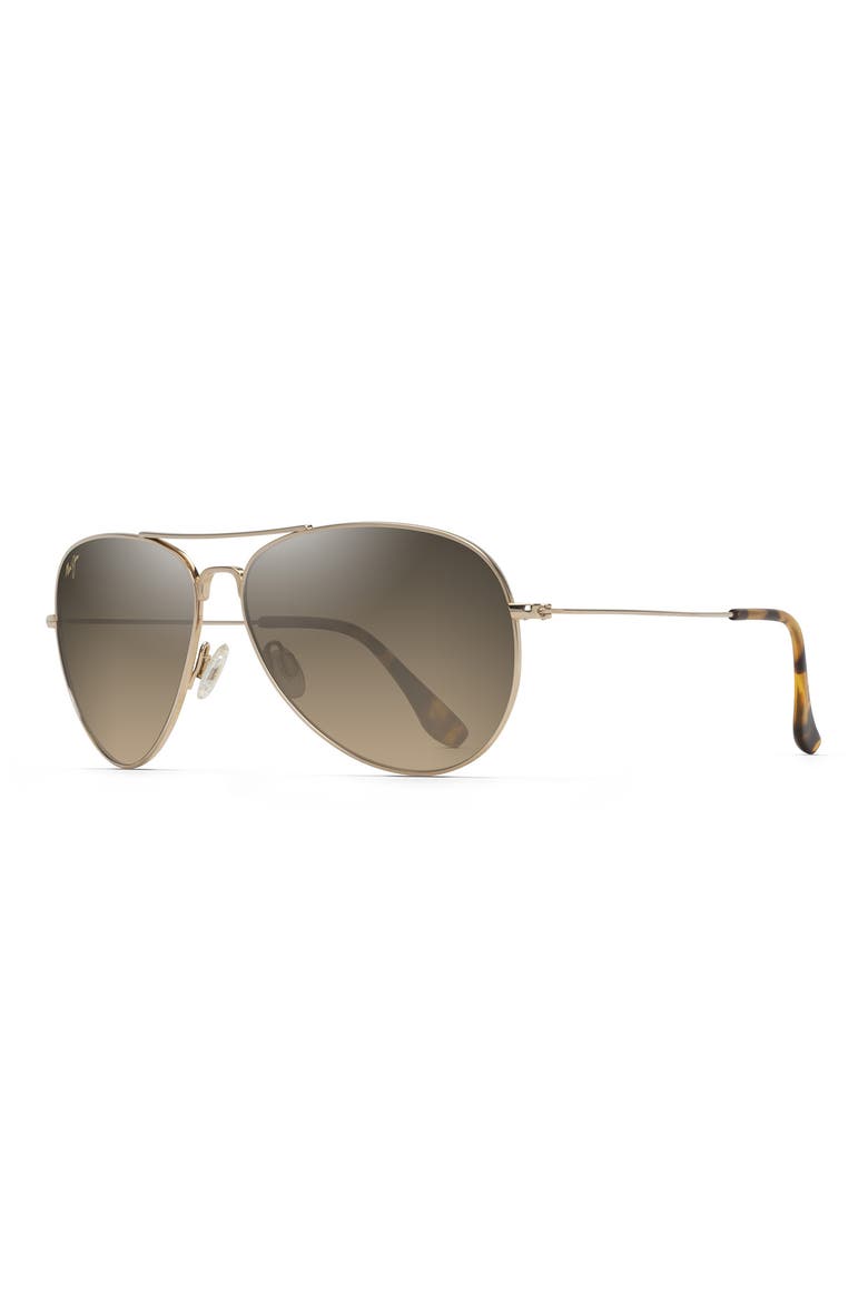 Mavericks 61mm Polarized Oversize Aviator Sunglasses, Alternate, color, GOLD/ BRONZE
