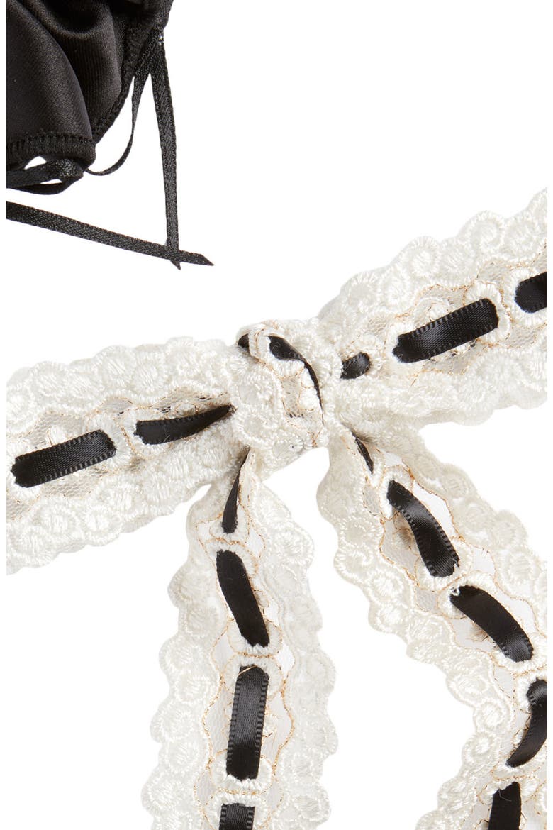 Lace Bow Barrette & Scrunchie Set, Alternate, color, IVORY- BLACK