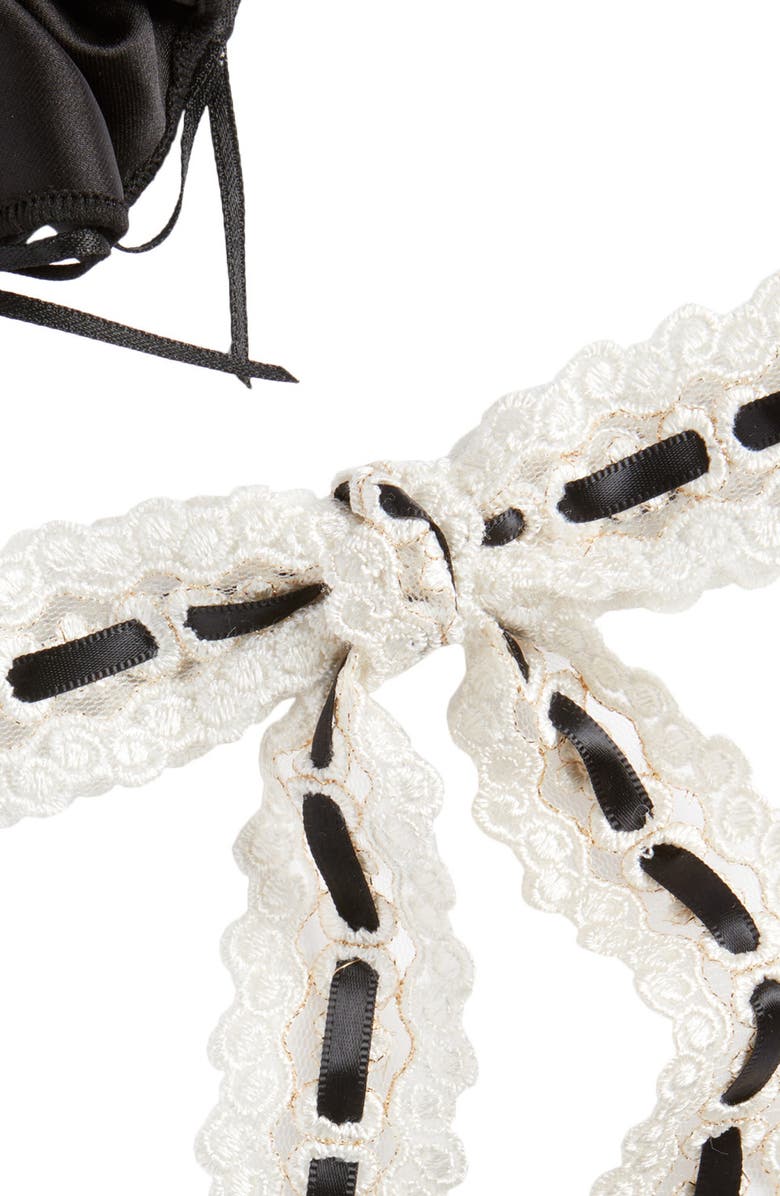 BP. Lace Bow Barrette & Scrunchie Set, Alternate, color, Ivory- Black