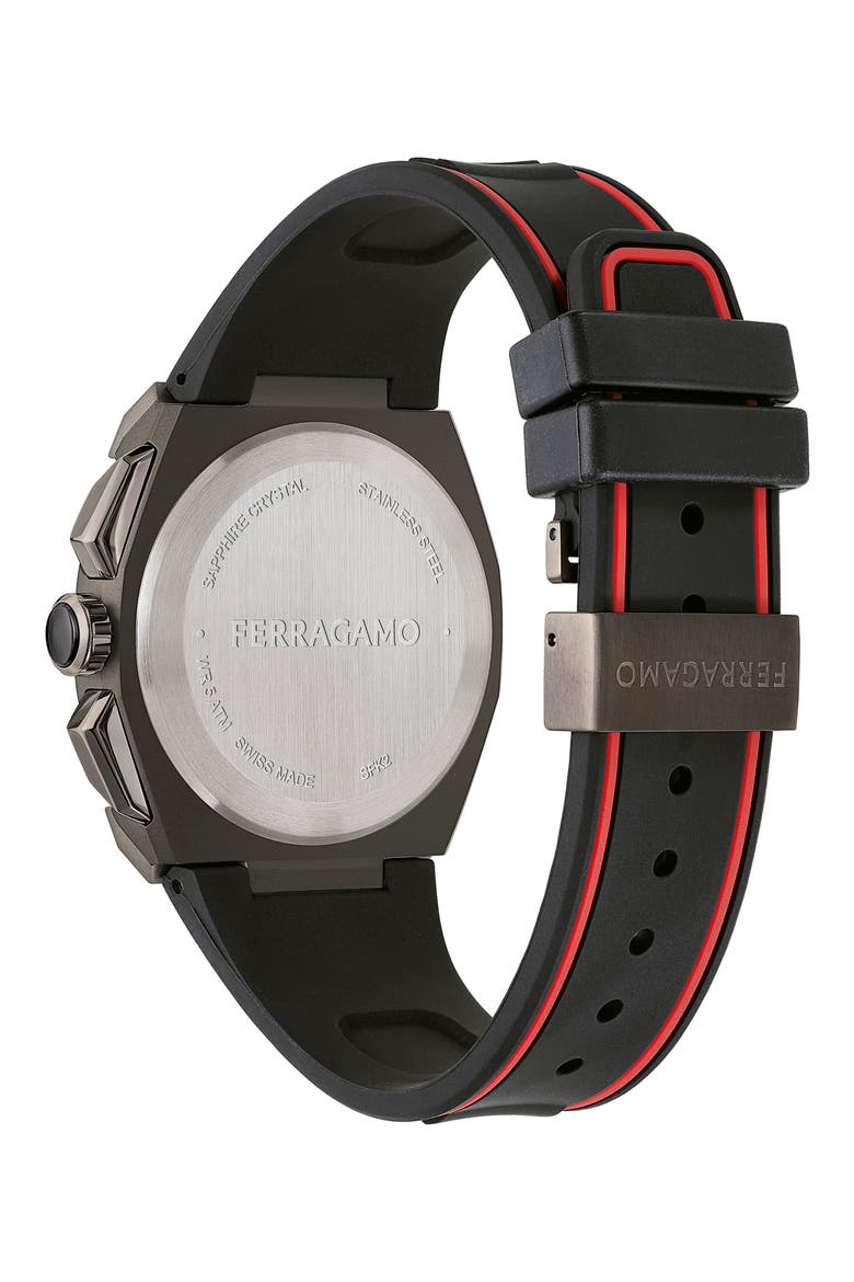 Supreme Chronograph Recycled Polyurethane Strap Watch, 43mm, Alternate, color, IP GUNMETAL