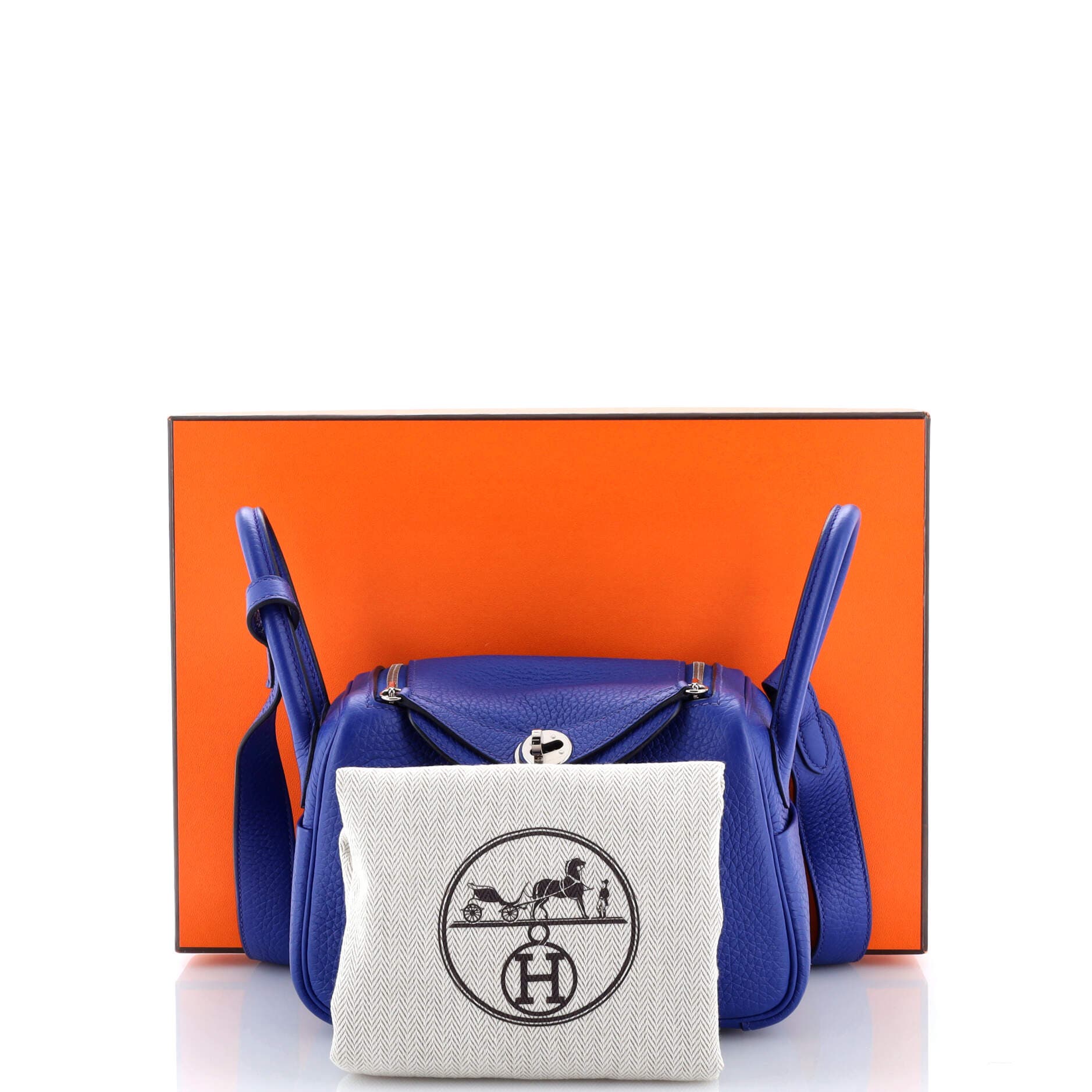 Pre-Owned Hermes Lindy Bag Clemence Mini, Alternate, color, Bleu Royal