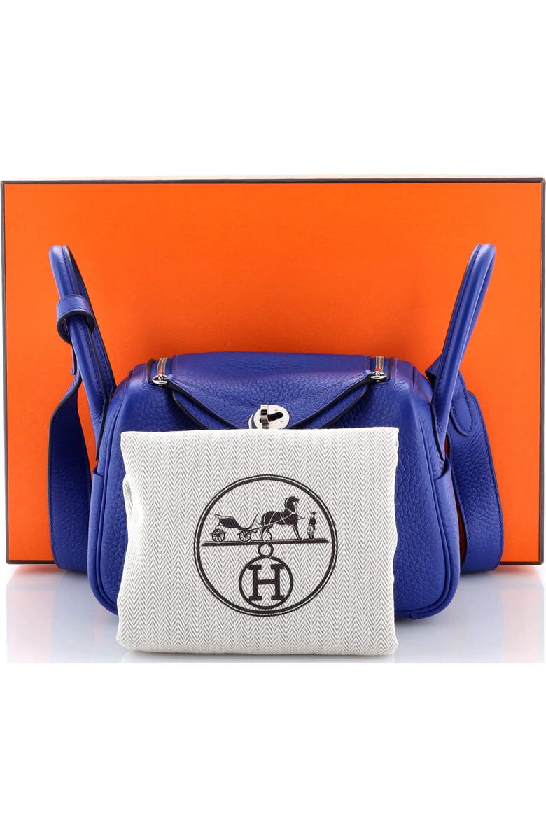 Pre-Owned Hermes Lindy Bag Clemence Mini, Alternate, color, Bleu Royal