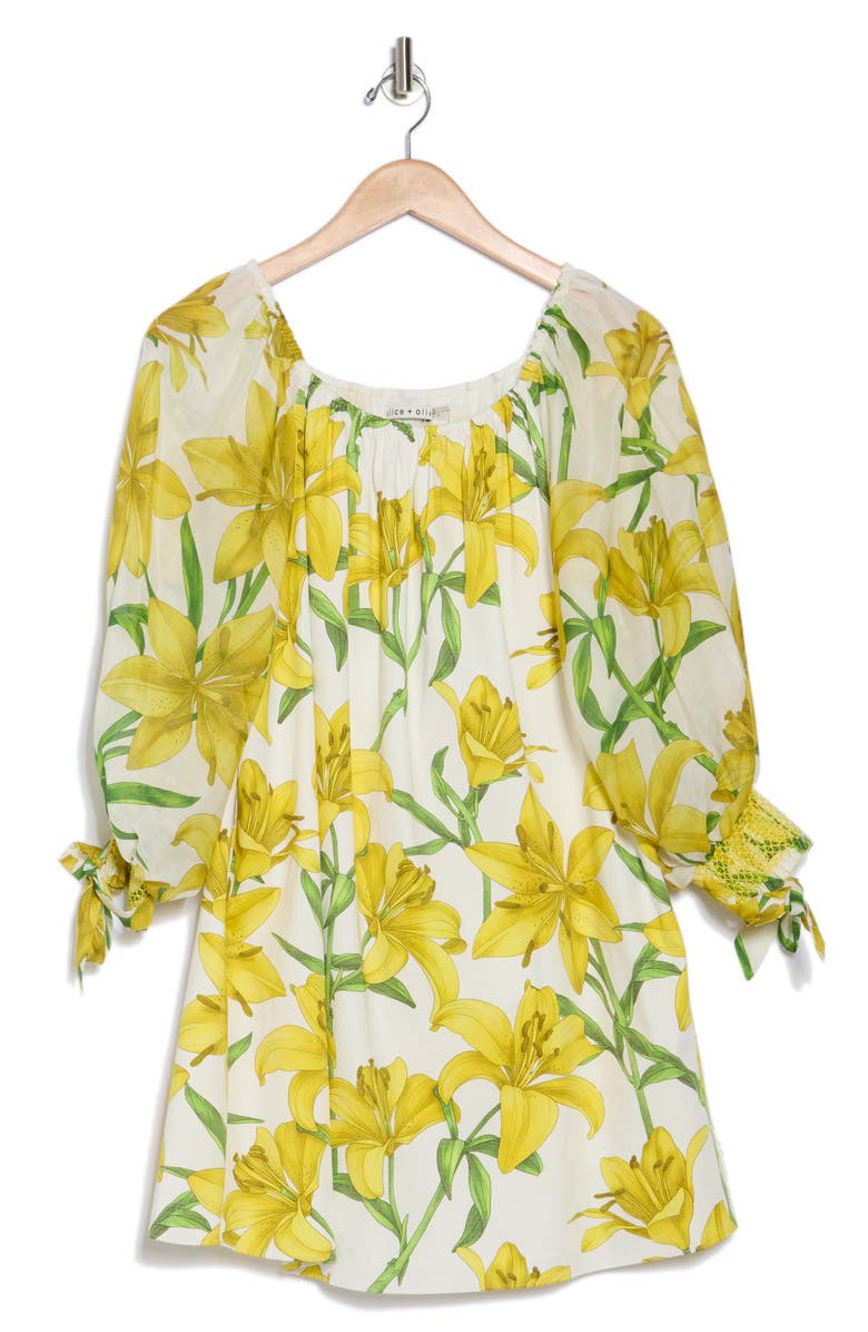 Alice + Olivia Artemis Off the Shoulder Long Sleeve Minidress, Alternate, color,