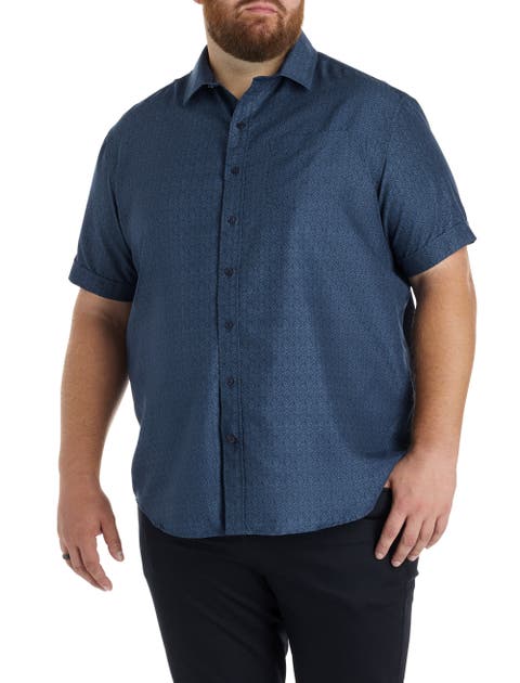 Big & Tall Tribal Print Microfiber Sport Shirt