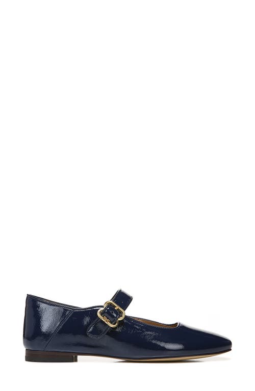 Sam Edelman Michaela Mary Jane Flat Midnight Blue Leather In Blue