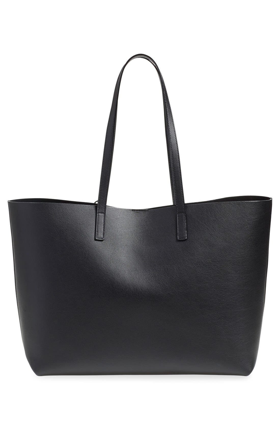 'Shopping' Leather Tote, Alternate, color, NOIR/ NOIR