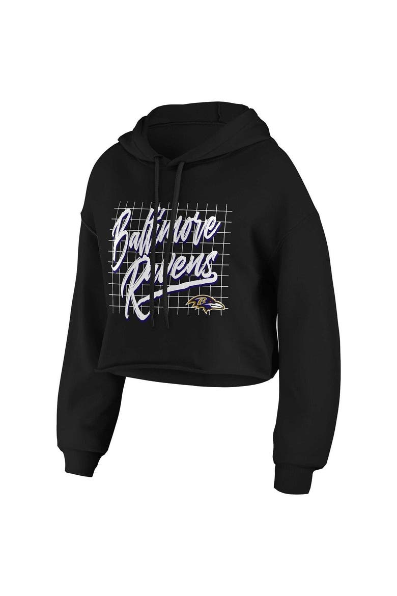 Women's WEAR by Erin Andrews Black Baltimore Ravens Domestic Cropped Pullover Hoodie, Alternate, color, Black