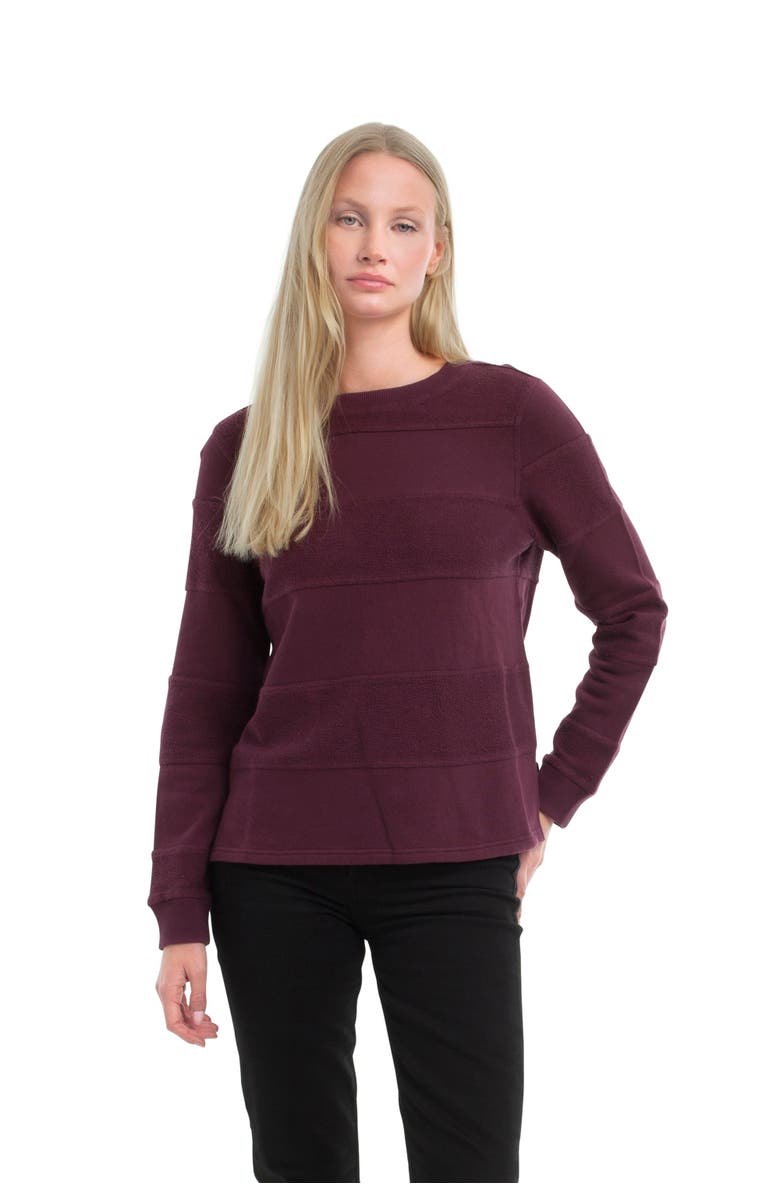 WILT Clothing Striped Sweatshirt, Alternate, color, Dark Fig