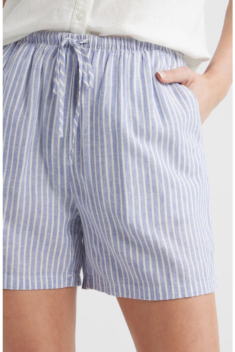 Easy Linen Blend Shorts, Alternate, color, BLUE- IVORY PENNY STRIPE