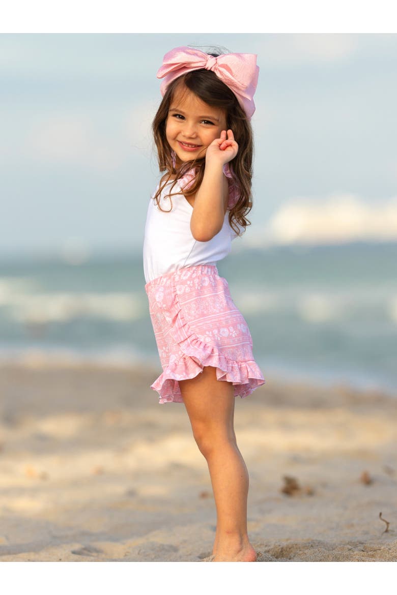 Girls Love Those Frills Top and Ruffle Short Set, Alternate, color, Pink