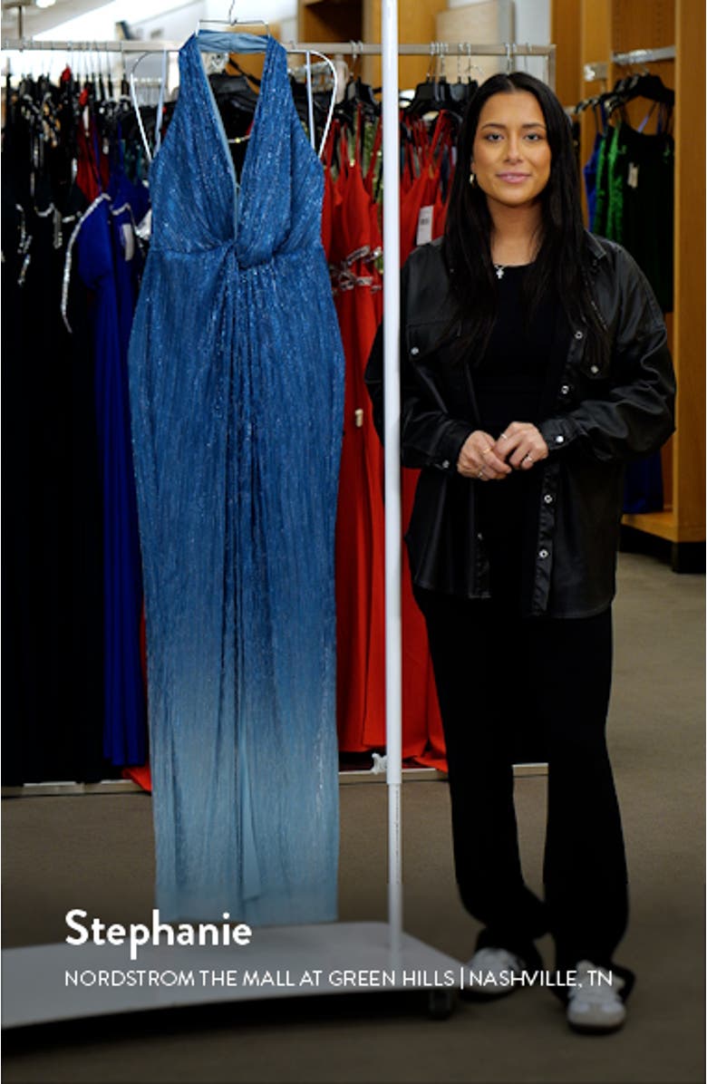 Metalllic Ombré Halter Neck Gown, sales video thumbnail