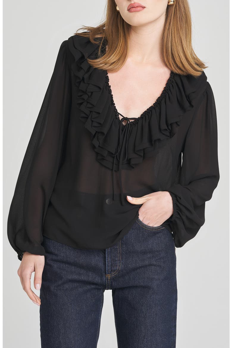 Agnes Ruffle Top, Main, color, BLACK