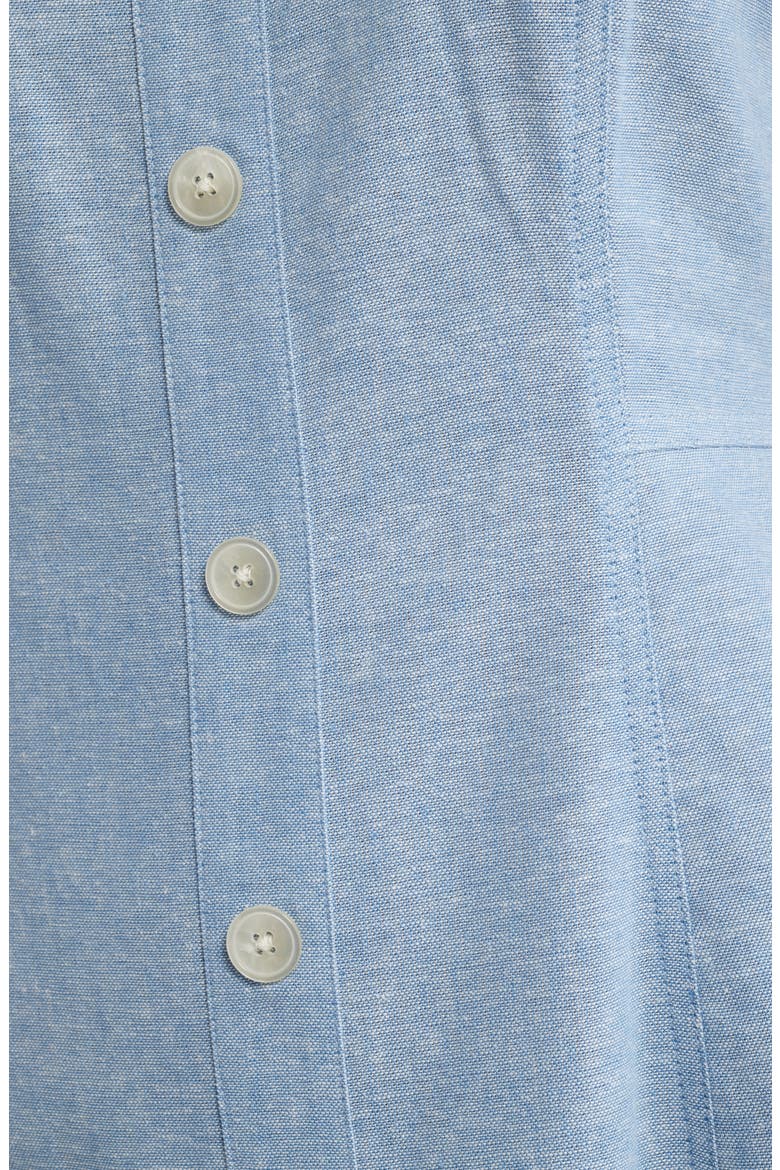 Button Detail Linen Blend Tank Dress, Alternate, color, LAGOON/ CRSP WHT