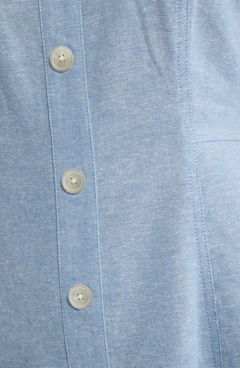 Anne Klein Button Detail Linen Blend Tank Dress, Alternate, color, Lagoon/ Crsp Wht