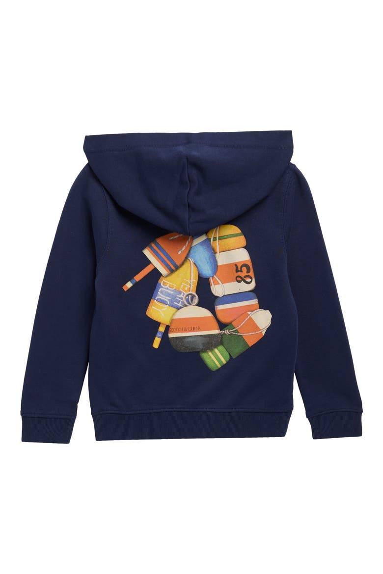 Kids' Regular Fit Graphic Full Zip Hoodie, Main, color, NAVY