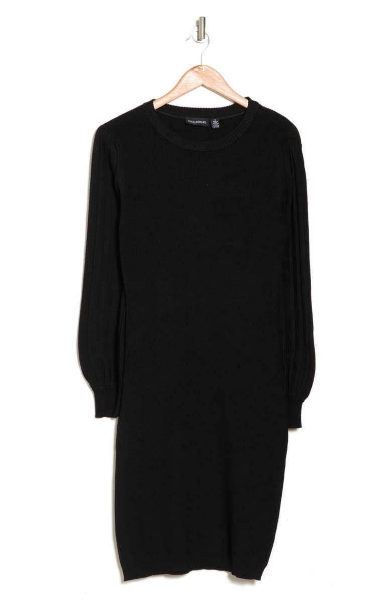 Nina Leonard Pleated Bubble Sleeve Sweater Dress, Alternate, color, 
