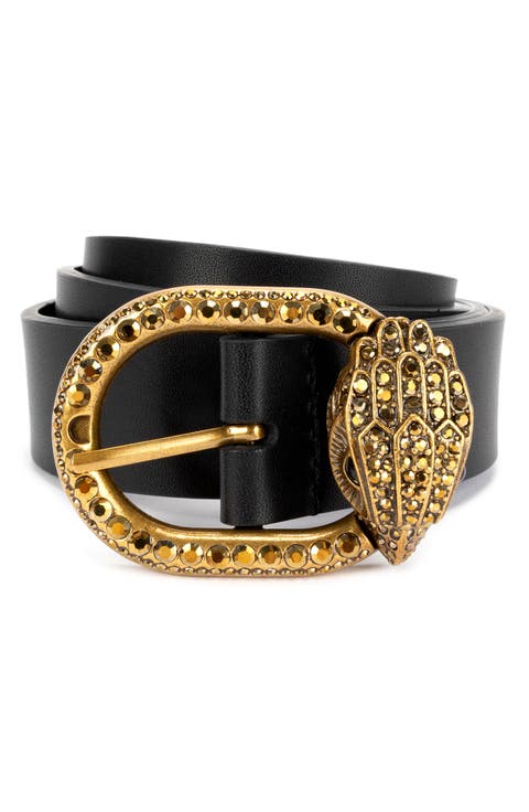 Jewel Buckle Leather Belt