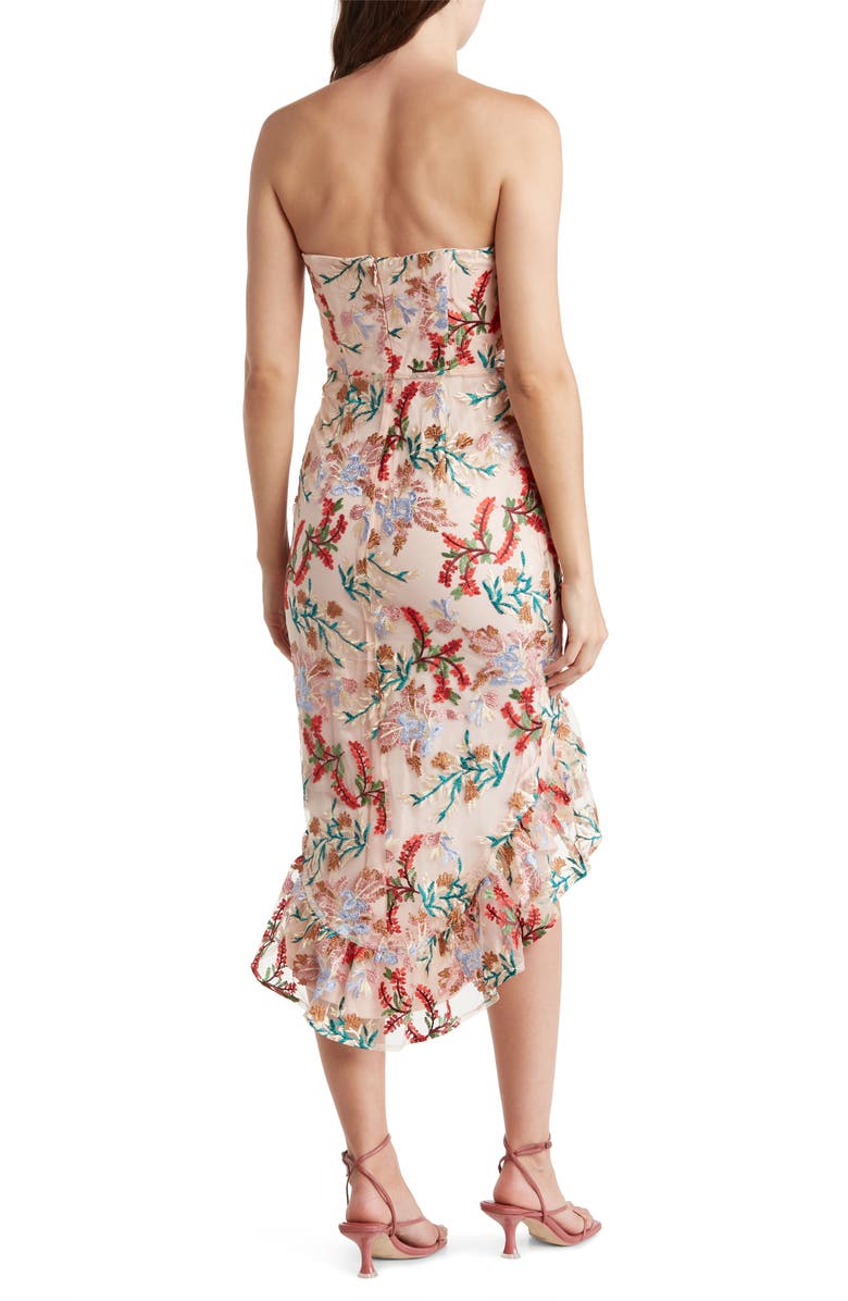Sam Edelman Bouquet Floral Embroidered Strapless Sheath Dress, Alternate, color,