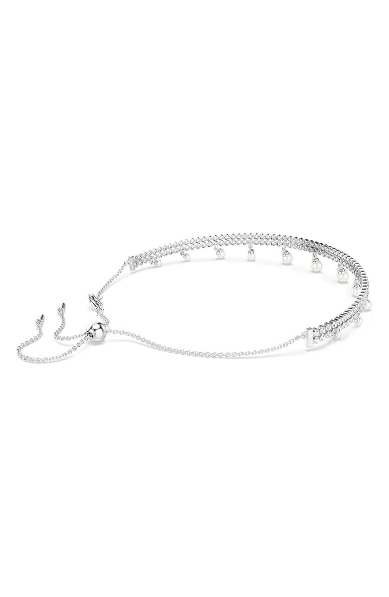 Swarovski x Ariana Grande Crystal & Faux Pearl Choker, Alternate, color, White