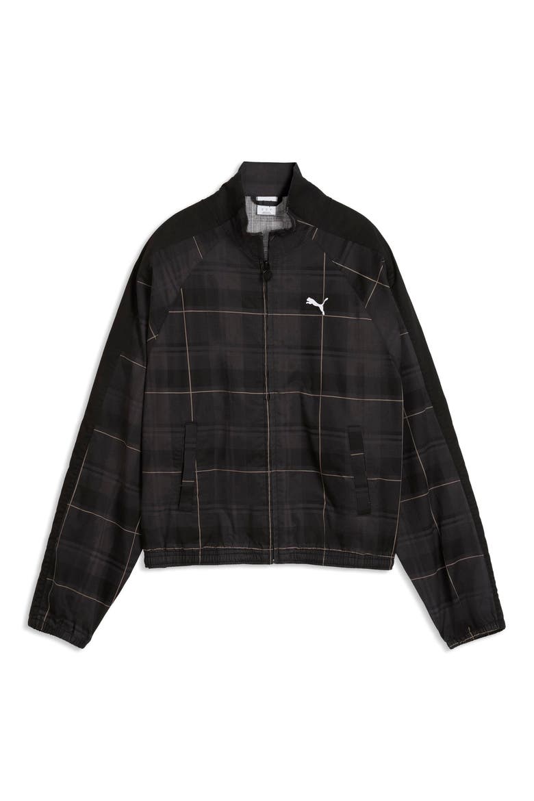 T7 Relaxed Tartan Woven Jacket, Alternate, color, PUMA BLACK