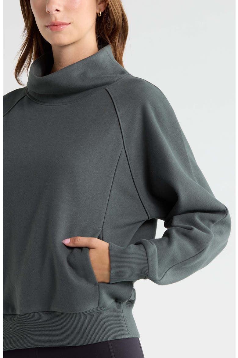 Ultra Cozy Fleece Funnel Neck Pullover, Alternate, color, GREEN URBAN