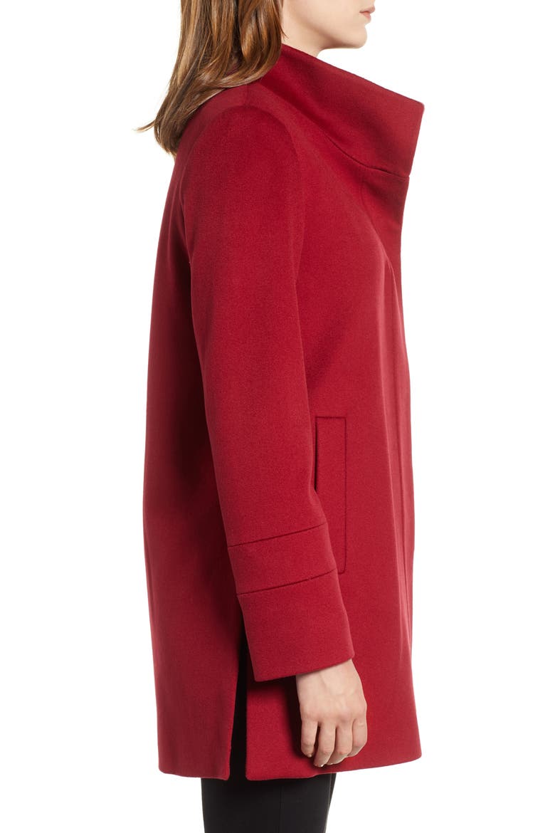 Placket Front Wool Car Coat, Alternate, color, CURRANT