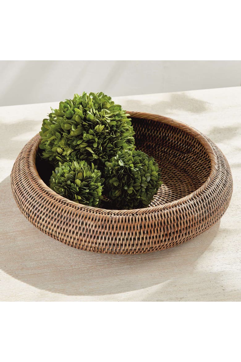 Burma Rattan Shallow Display Bowls Set Of 2, Alternate, color, Brown
