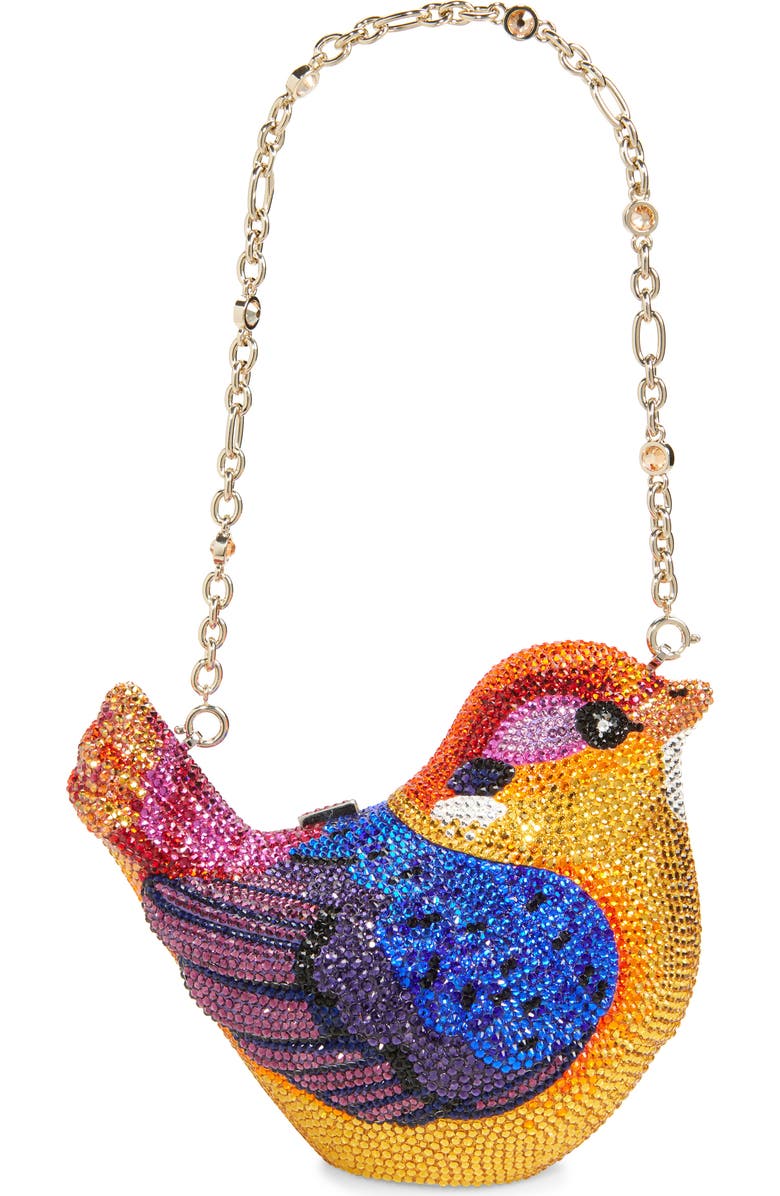 Judith Leiber Bird Kingfisher Crystal Embellished Clutch, Alternate, color,