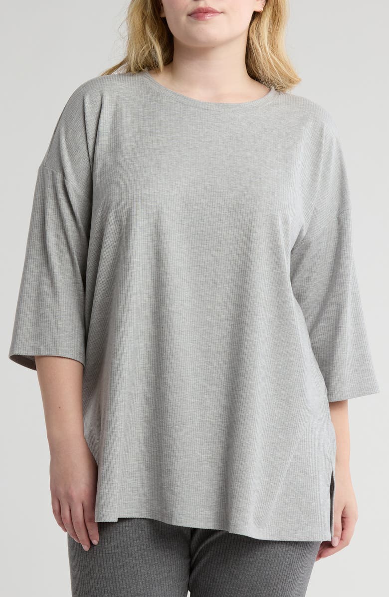 Eileen Fisher Crewneck Longline Boxy Top, Main, color, Dark Pearl