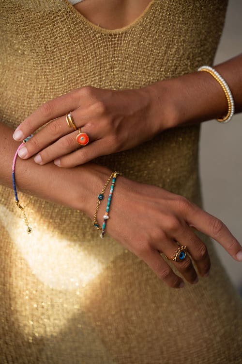 Ottoman Hands Avalon Pearl Stacking Ring In Gold
