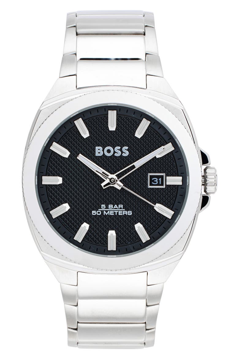 Walker Bracelet Watch, 41mm, Main, color, BLACK/ SILVER