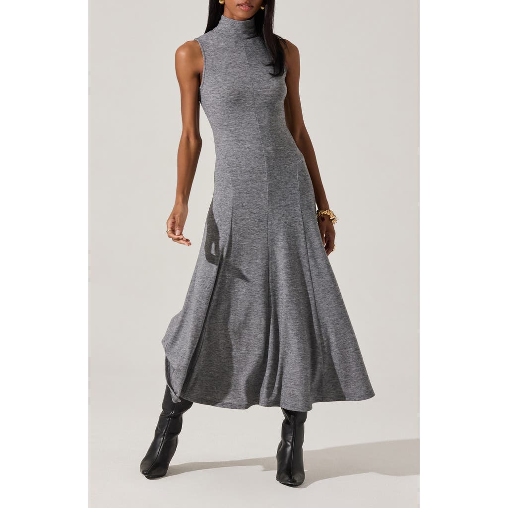 Astr The Label Haylie Turtleneck Knit Dress In Gray