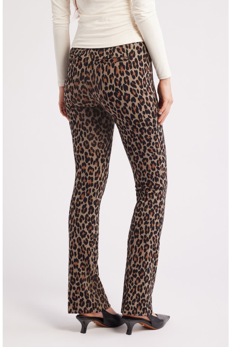 Leopard Print Ponte Pants, Alternate, color, BROWN