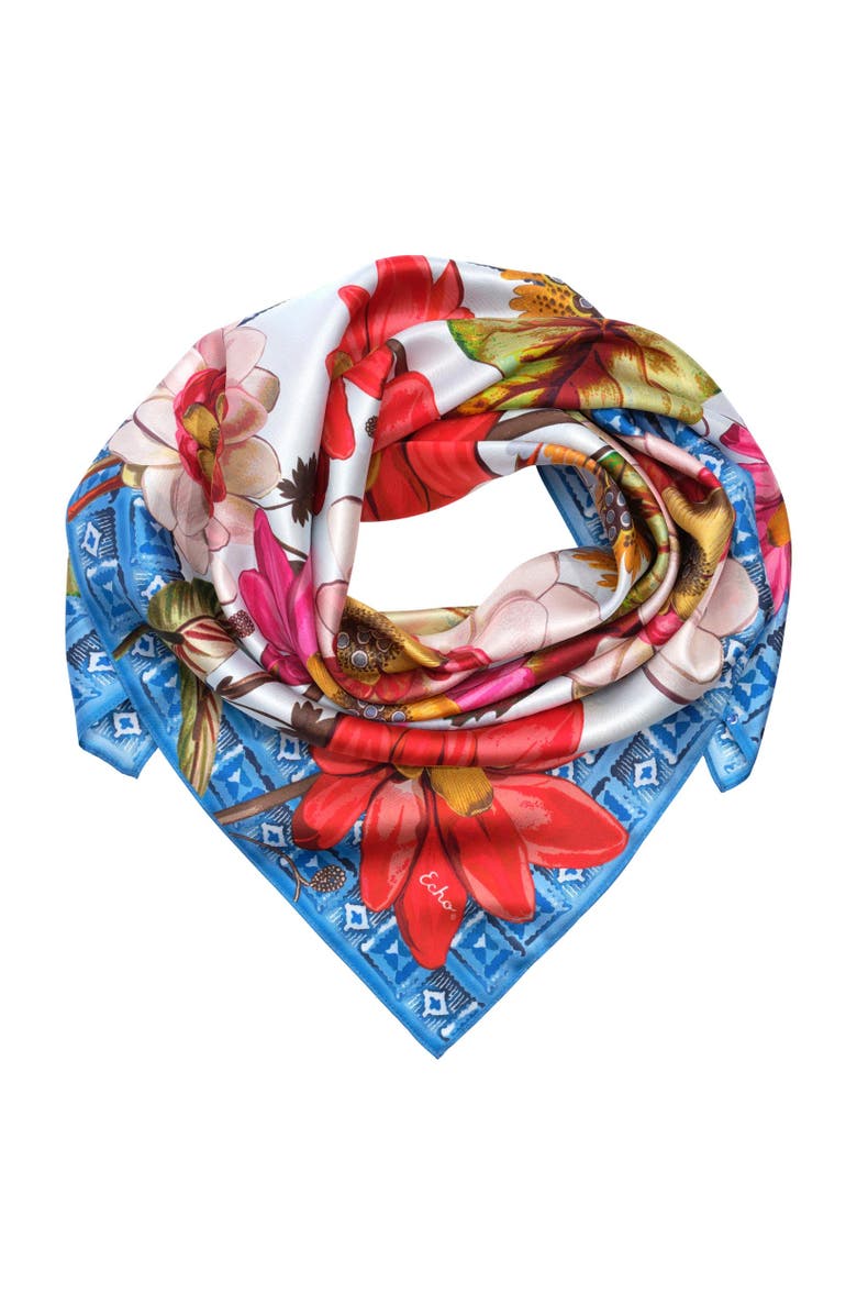 Echo Tropical Floral Square, Alternate, color, Vista Blue