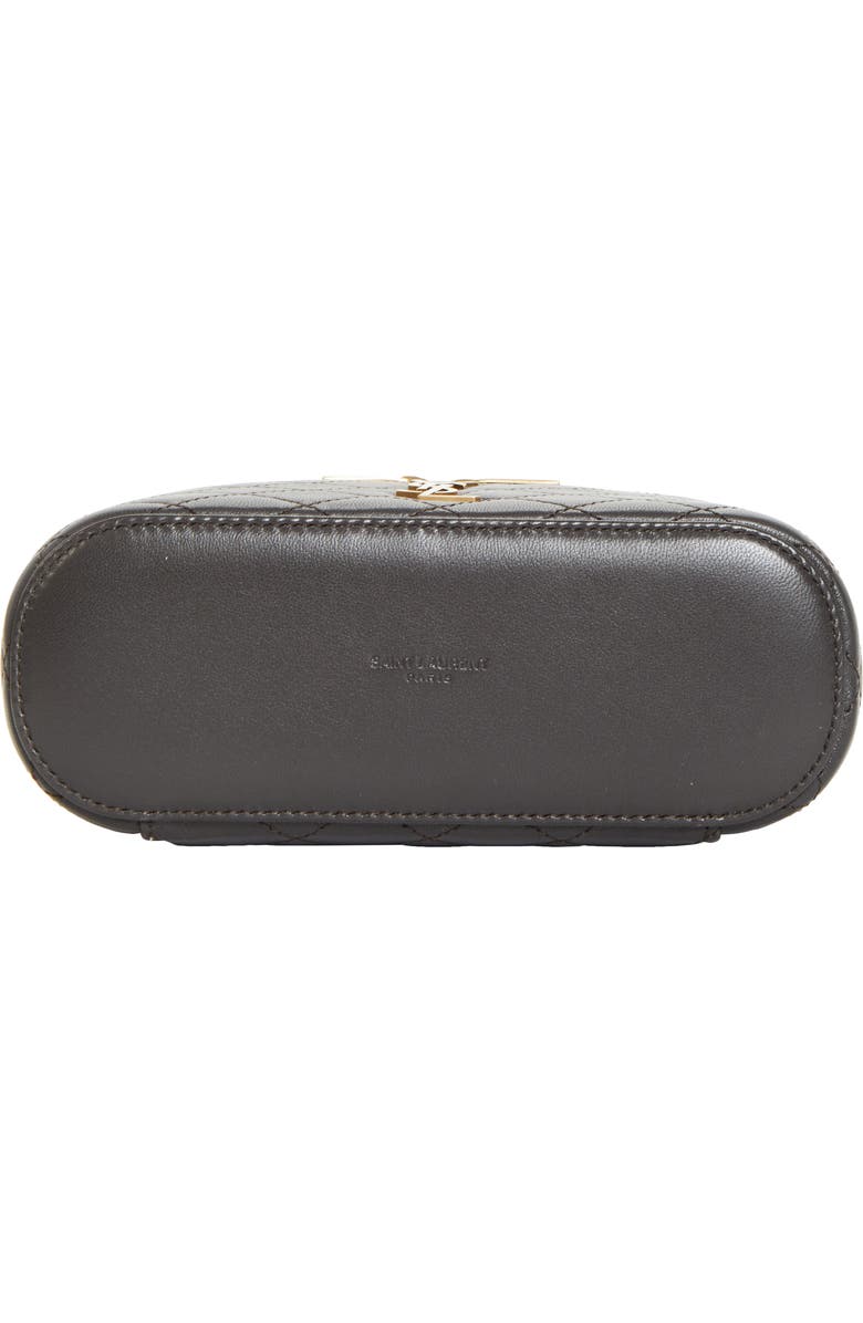 Saint Laurent Mini Gaby Quilted Leather Vanity Case, Alternate, color, Urban Grey