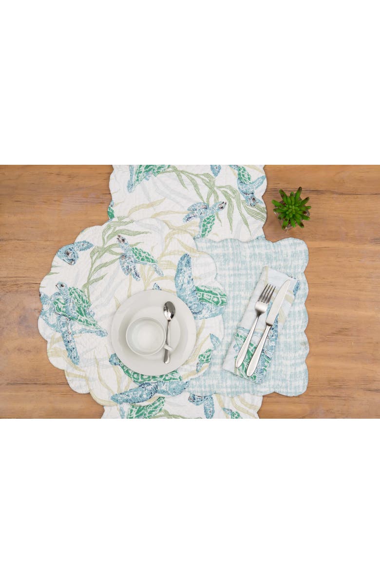 C&F Home Cape Canaveral Reversible Washable Set of 6 Placemats 13" x 19", Alternate, color, White