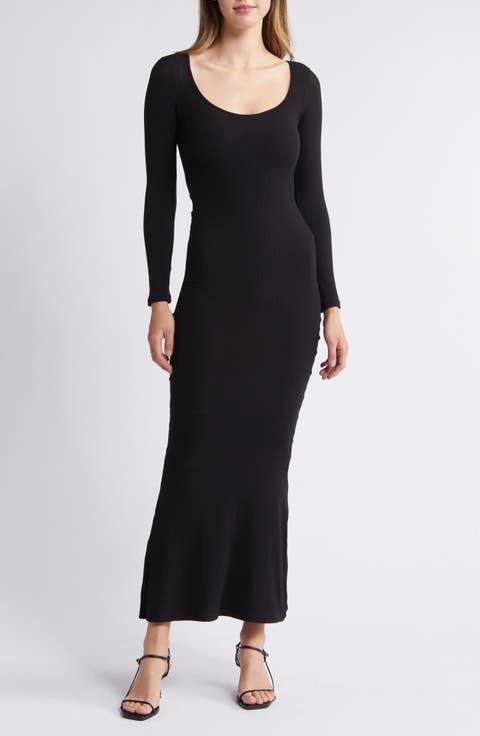 Money Long Sleeve Sculpting Knit Maxi Dress