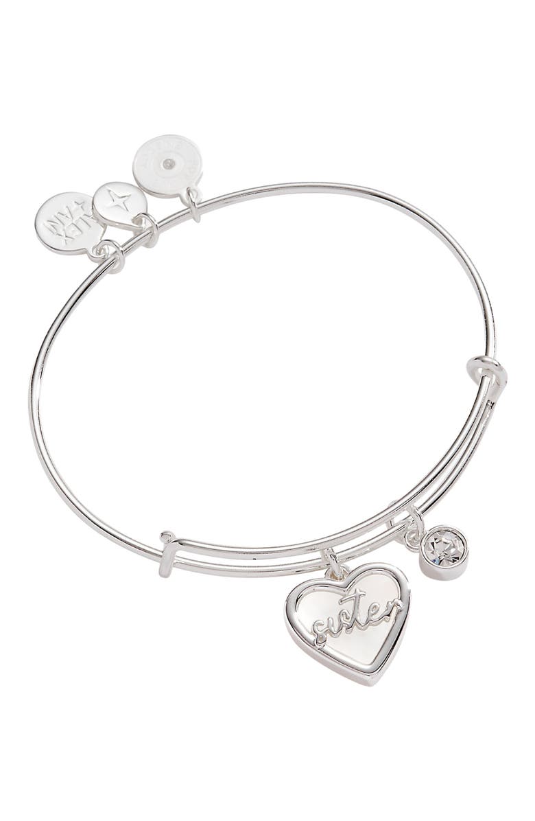 Alex and Ani Sister Bangle Bracelet, Main, color, Silver