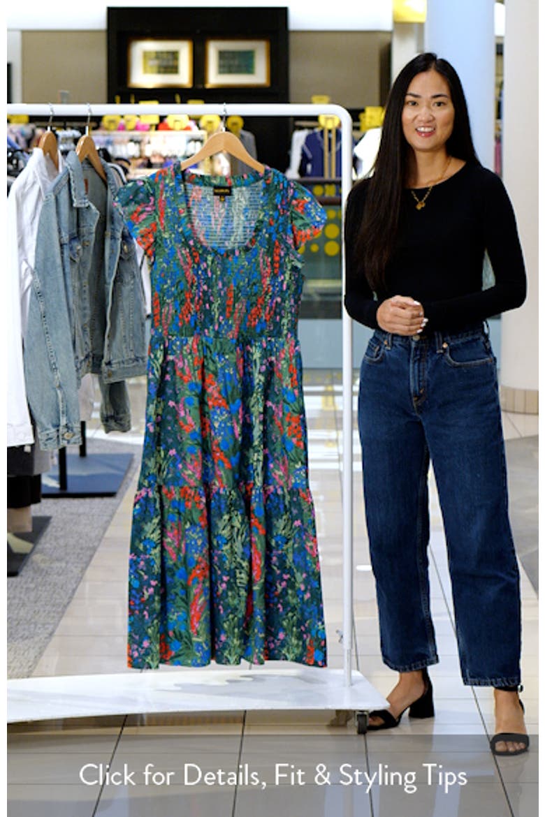 Devin Floral Glare Smocked Cotton Maxi Dress video